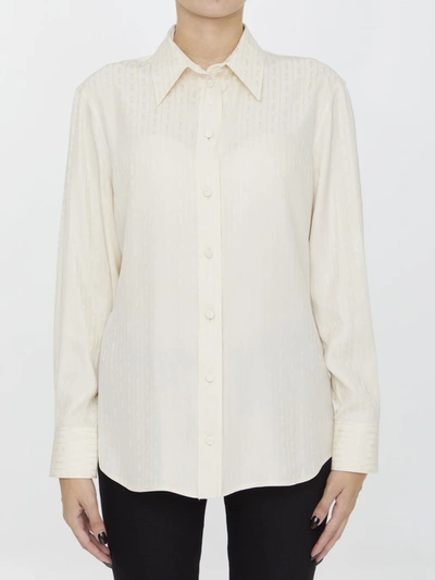 Shop Gucci Silk Jacquard Shirt In Cream
