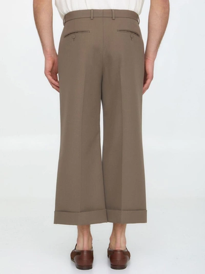 Shop Gucci Textured Gabardine Trousers In Beige