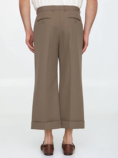 Gucci Textured Gabardine Cropped Pant In Beige