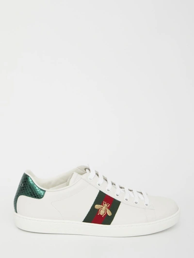 Shop Gucci Ace Sneakers With Bee Embroidery In White