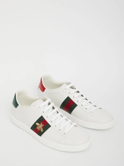 Shop Gucci Ace Sneakers With Bee Embroidery In White