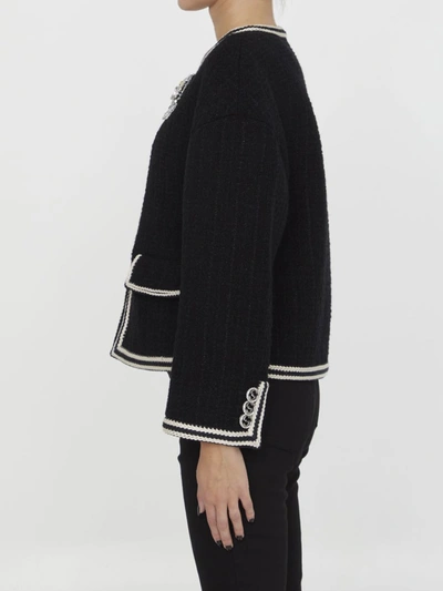 Shop Gucci Bouclé Tweed Wool Jacket In Black