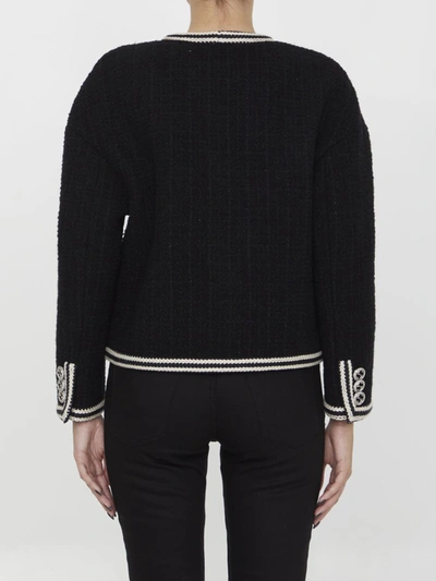 Shop Gucci Bouclé Tweed Wool Jacket In Black