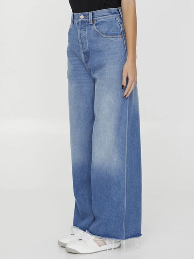 Shop Gucci Cotton Denim Jeans In Blue