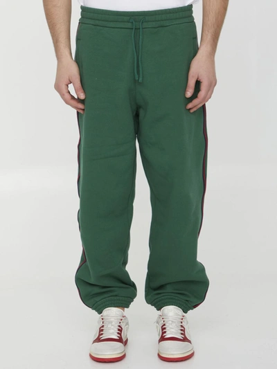 Shop Gucci Cotton Jersey Track Pants In Green