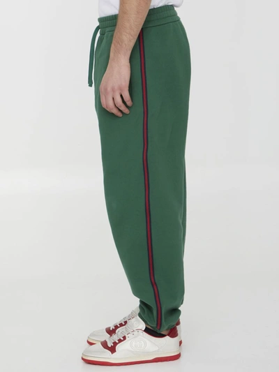 Shop Gucci Cotton Jersey Track Pants In Green
