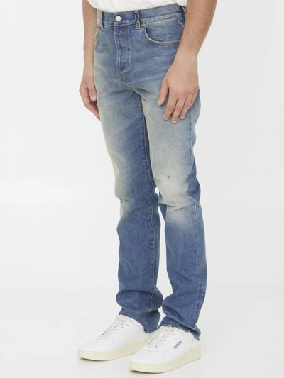 Shop Gucci Délavé Denim Jeans In Blue