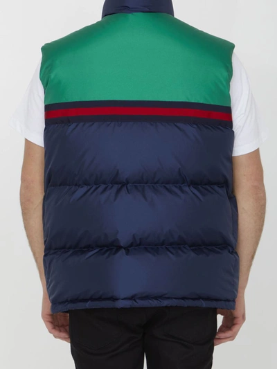 Shop Gucci Nylon Padded Vest In Blue