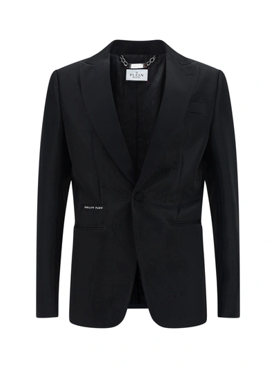 Shop Philipp Plein Lurex Blazer Lord Fit Sartorial In Black