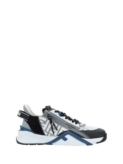 Shop Fendi Sneakers Flow In Nero/bianco/mare