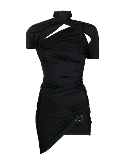 Shop Coperni Asymmetric Draped Minidress In Black