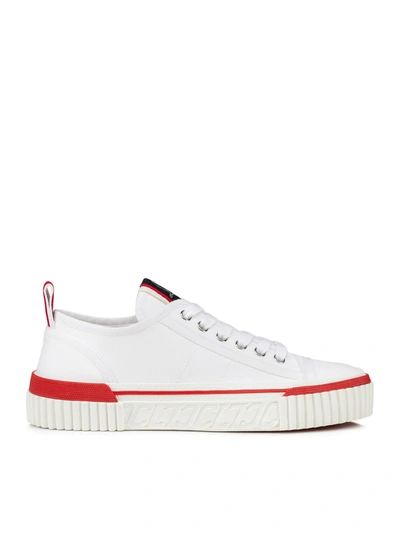 Christian Louboutin Pedro Donna Junior White Canvas Sneakers In White