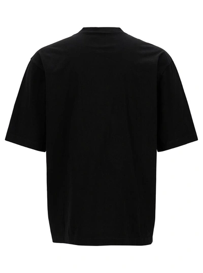 Shop Dsquared2 Black Relaxed T-shirt With Logo Lettering Embroidery In Cotton Man