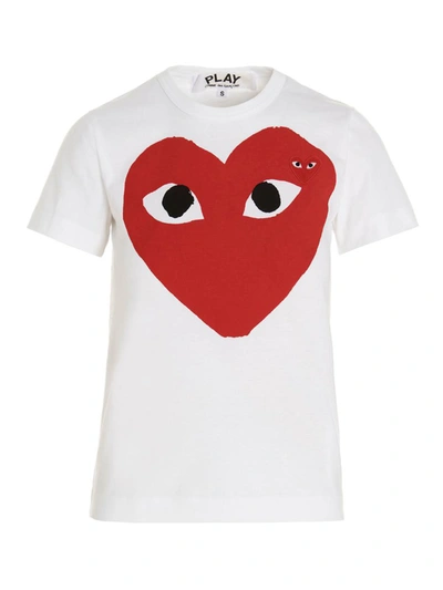 Shop Comme Des Garçons Play 'red Heart' T-shirt In White