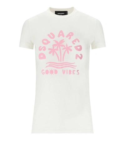Shop Dsquared2 Mini Fit White Pink T-shirt