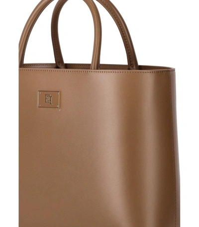 Shop Elisabetta Franchi Brown Medium Shopping Bag