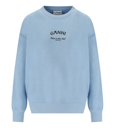 Shop Ganni Isoli Placid Blue Sweatshirt