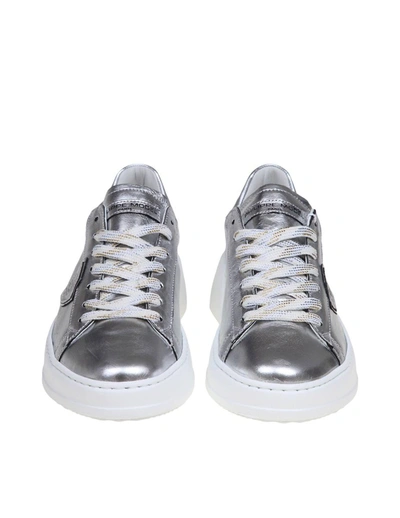 Shop Philippe Model Laminated Leather Sneakers In Silver