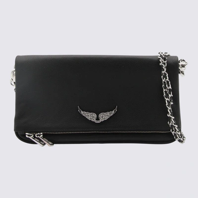 Shop Zadig & Voltaire Zadig&voltaire Black Leather Rock Swing Tour Wings Bag In Noir Silver
