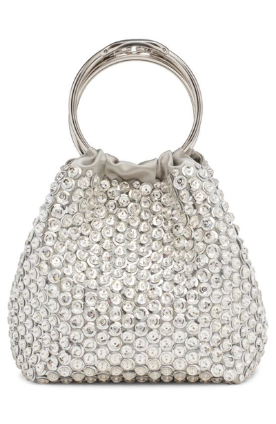Shop Valentino Small Carry Secrets Crysal Embellished Bucket Bag In Y3f Crystal/ Grey/ Palladium