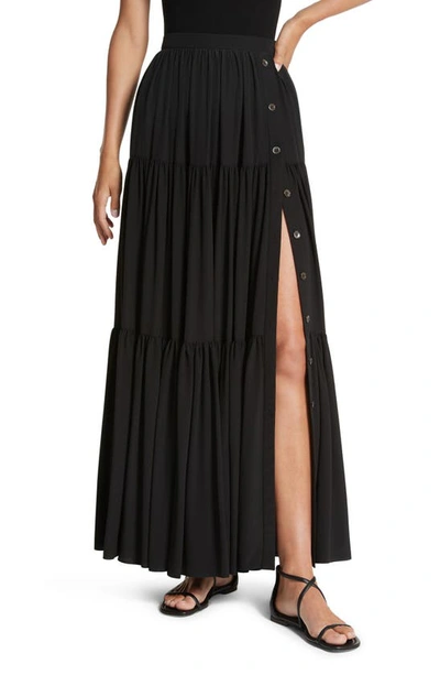 Shop Michael Kors Tiered Silk Crêpe De Chine Skirt In Black