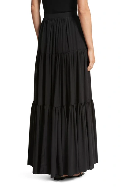 Shop Michael Kors Tiered Silk Crêpe De Chine Skirt In Black