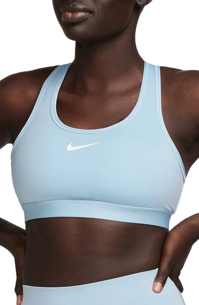 Shop Nike Dri-fit Padded Sports Bra In Lt Armory Blue/ White