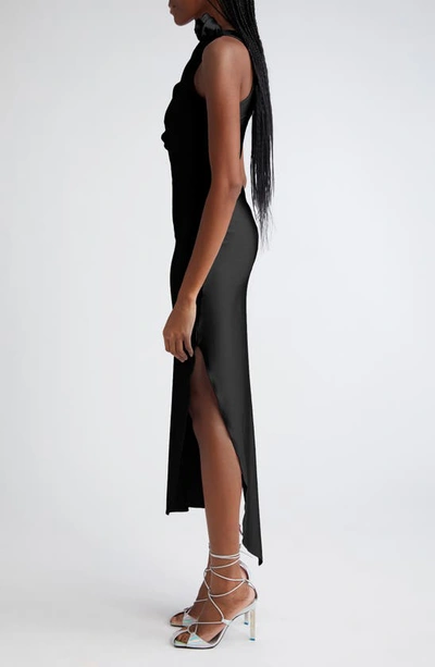 Shop Coperni Rosette Cutout Asymmetric Stretch Jersey Gown In Black