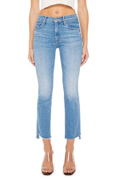 Shop Mother The Insider High Waist Step Frayed Hem Crop Jeans In Out Of The Blue