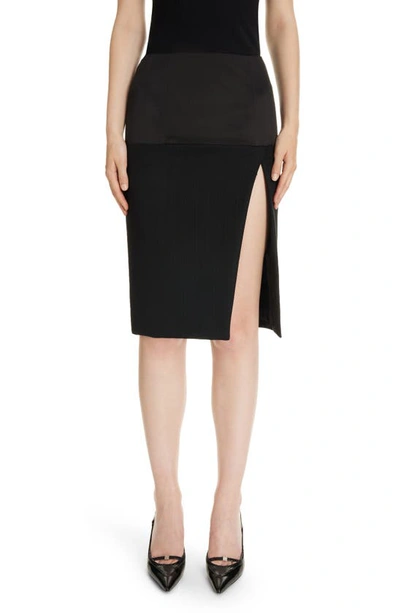 Shop Givenchy Tailoring Front Slit Wool Skirt In Black