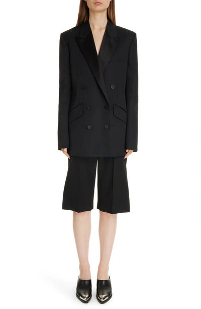 Shop Givenchy Double Breasted Wool & Mohair Jacket In Black