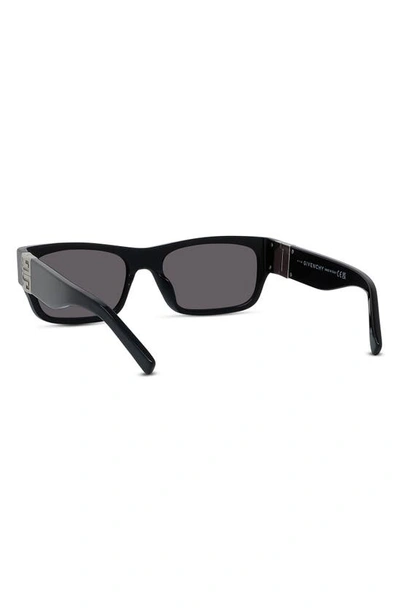 Shop Givenchy 4g Rectangular Sunglasses In Shiny Black / Smoke