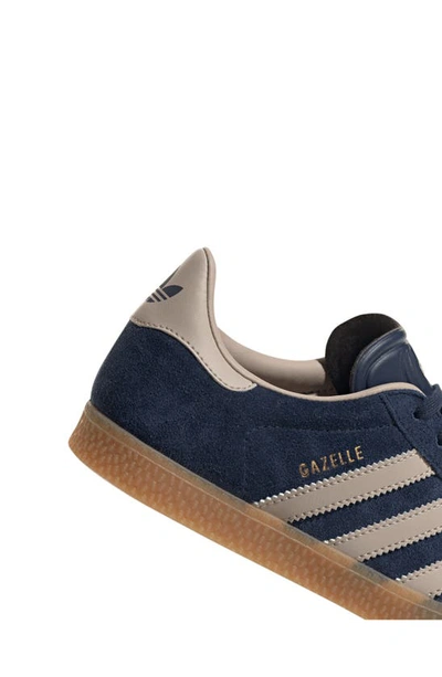Shop Adidas Originals Kids' Gazelle Low Top Sneaker In Night Indigo/ Taupe/ Gum 3