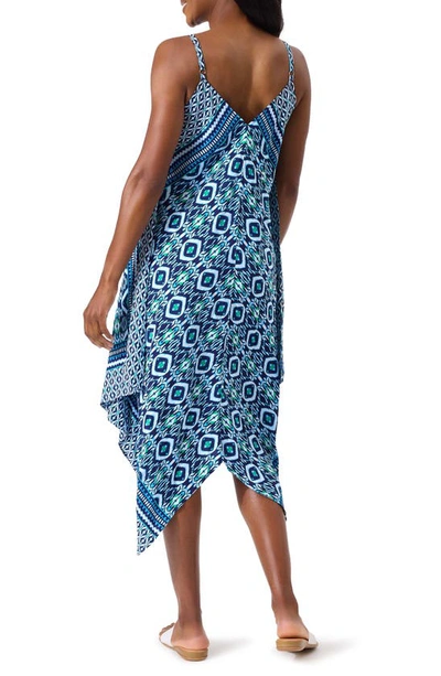 Shop Tommy Bahama Ikat Print Handkerchief Cover-up Dress In Beaming Blue