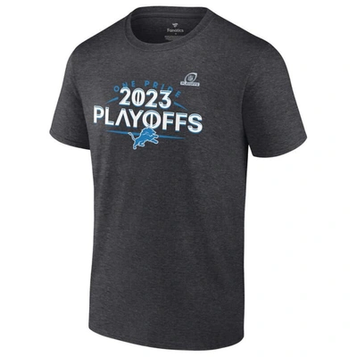 Shop Fanatics Branded  Heather Charcoal Detroit Lions 2023 Nfl Playoffs T-shirt