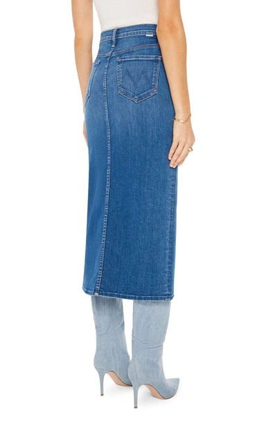 Shop Mother The Reverse Pencil Pusher High Waist Denim Midi Skirt In Hue Are You