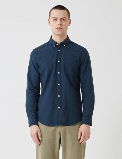 Shop Portuguese Flannel Belavista Shirt (button Down) In Navy Blue
