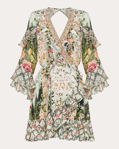 Shop Camilla Women's Ruffle Wrap Mini Dress In Renaissance Romance