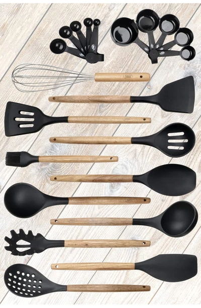 Kaluns Wood And Silicone Utensil 21-piece Set In Black