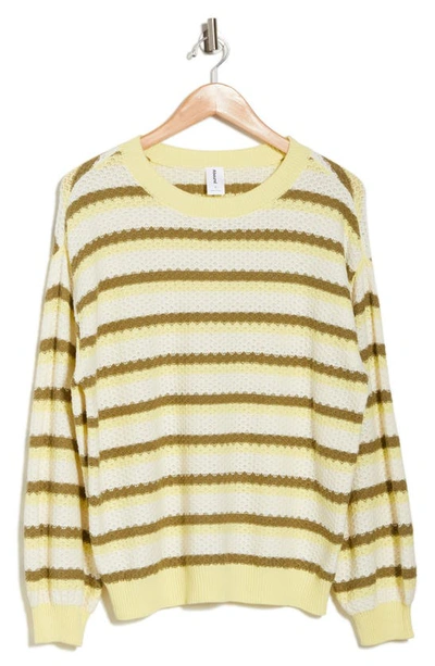 Shop Abound Stripe Pointelle Pullover Sweater In Green- Ivory Spring Stripe