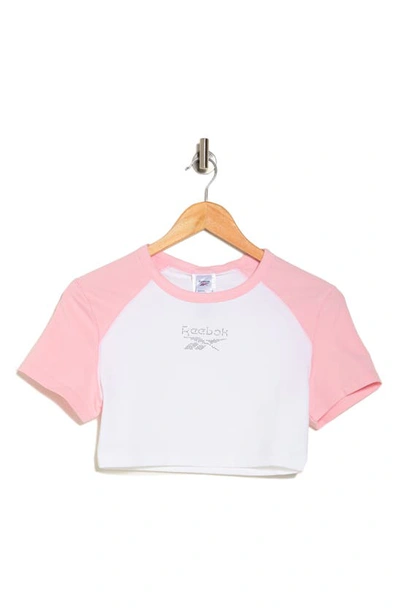 Shop Reebok Classic Sparkle Crop T-shirt In Pink Glow