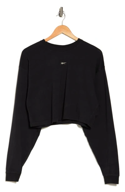 Shop Reebok Cotton Blend Sweatshirt In Black