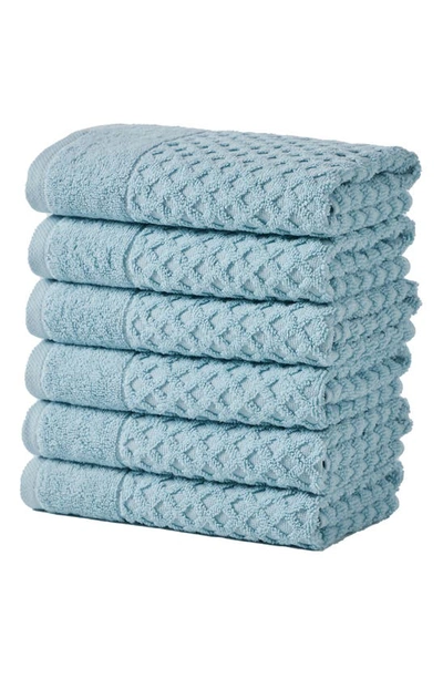Shop Woven & Weft Diamond Texture Towel 6-piece Set In Pastel Blue