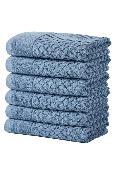 Shop Woven & Weft Diamond Texture Towel 6-piece Set In Blue