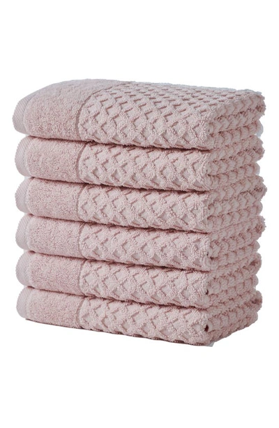 Shop Woven & Weft Diamond Texture Towel 6-piece Set In Pink