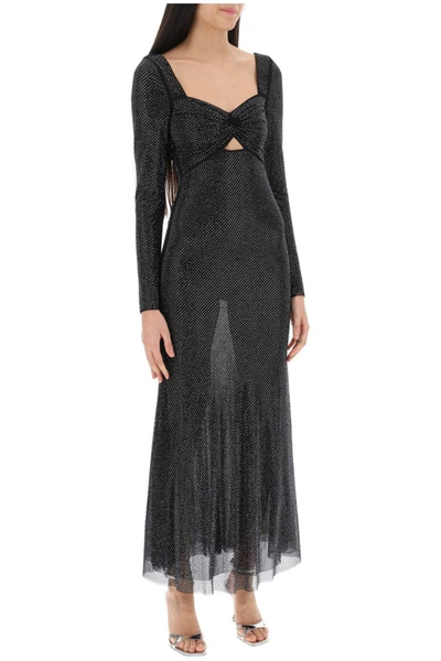 Shop Self-portrait Self Portrait Maxi Dress In Rhinestone-embellished Mesh In Black