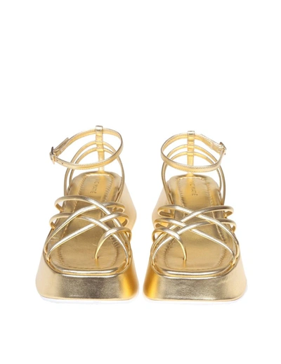 Shop Vic Matie Laminated Leather Sandal In Gold