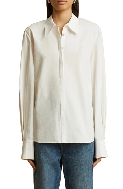 Shop Khaite Minta Cotton Button-up Shirt In White