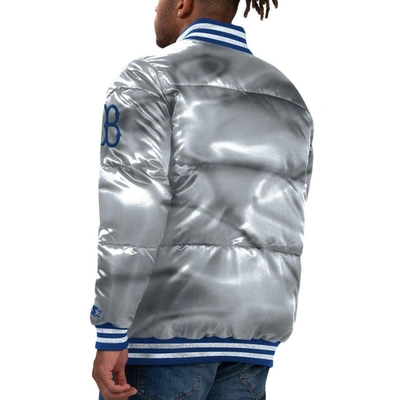 Shop Starter Silver Brooklyn Dodgers Cooperstown Collection Bronx Satin Full-snap Bomber Jacket
