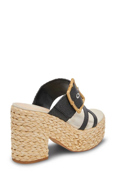 Shop Dolce Vita Edwina Raffia Platform Slide Sandal In Onyx Raffia